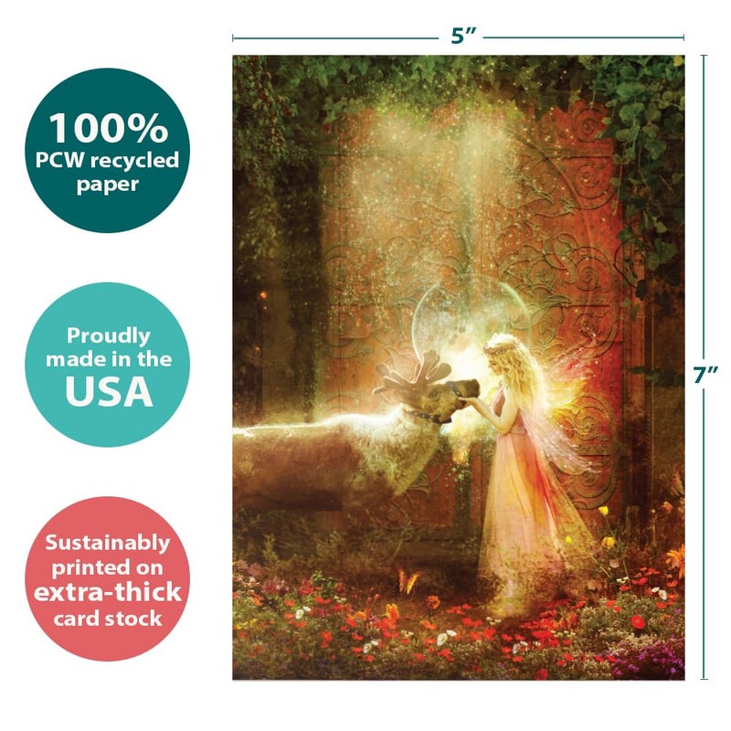 Tree-Free Greetings Gentle Kindness Solstice Cards - 10 Recycled 5x7 Cards & Matching Envelopes, Thick Cardstock, Made in USA - Mystical Fairy Ring - Image 4